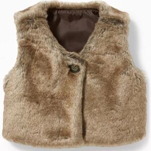 Old Navy Cropped Brown Faux Fur Vest 0-3 months